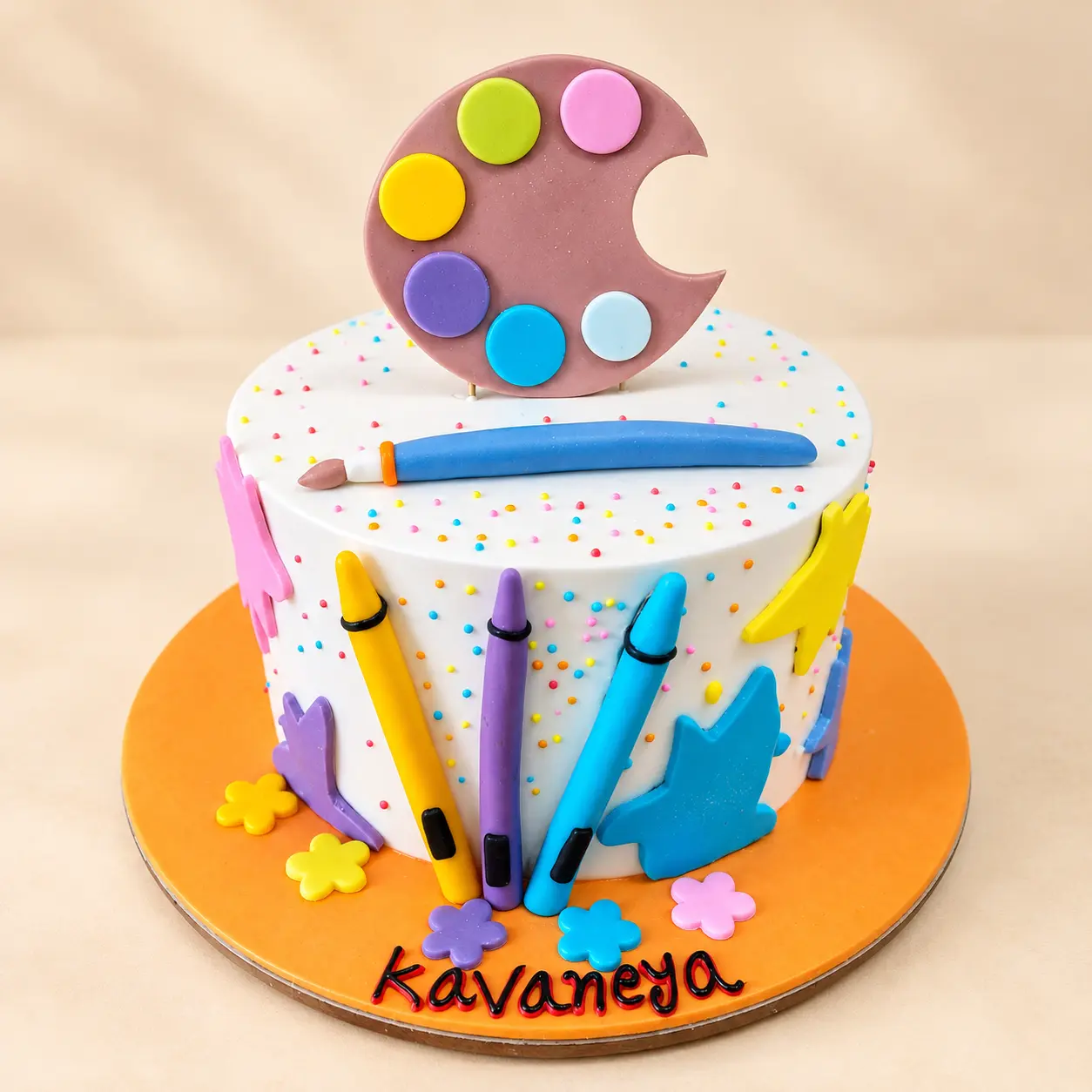Colourful Artist Palette Birthday Cake — 100% eggless cake by Cakes & Bakes Haldwani