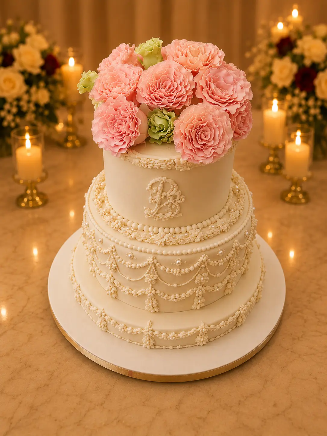 Classic Fondant Designer Wedding Cake — 100% eggless cake at Cakes & Bakes Haldwani