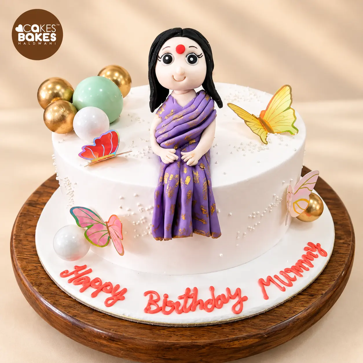 Elegant Purple Sari Birthday Cake — 100% eggless cake by Cakes & Bakes Haldwani