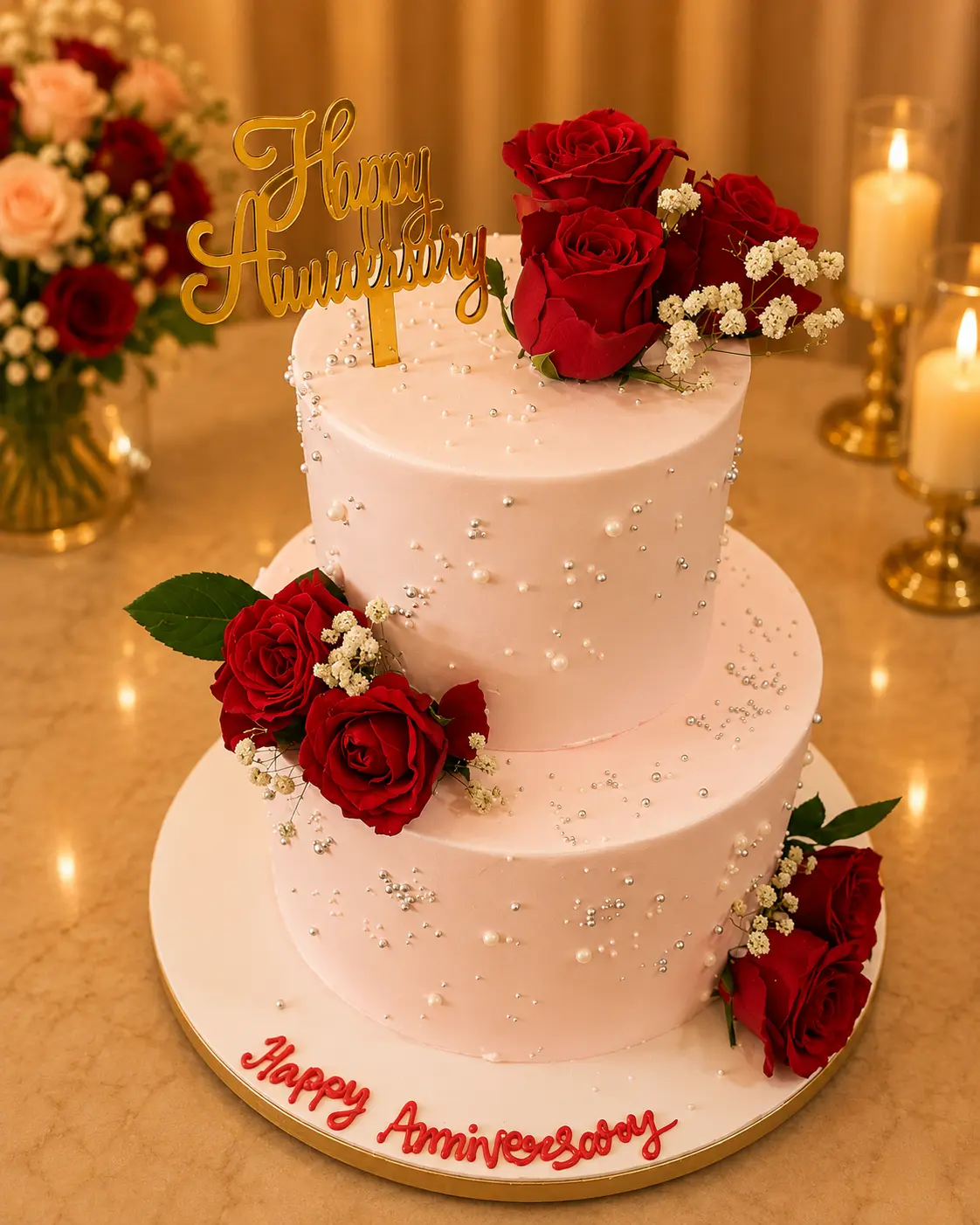 Roses and Love Anniversary Cake — 100% eggless cake at Cakes & Bakes Haldwani